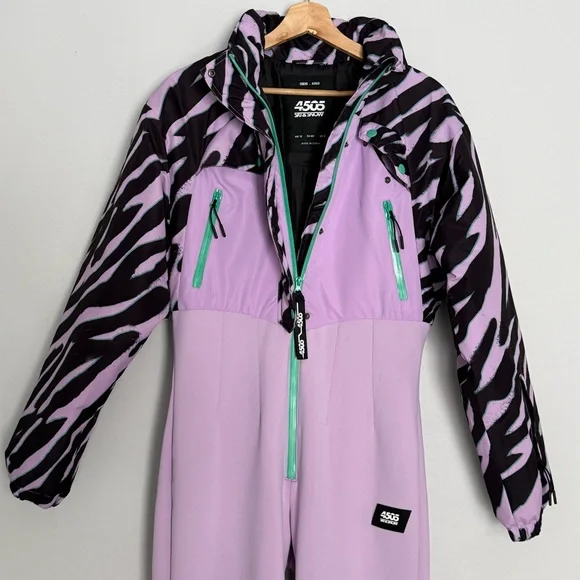 ASOS 4505 Ski Suit One Piece Snowsuit Purple Retro Stirrup Women’s US 8 - Picture 1 of 15